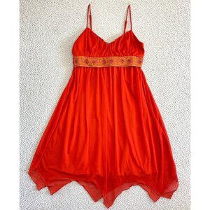 Y2K Rampage Babydoll Milkmaid Dress Handkerchief Mesh Lined